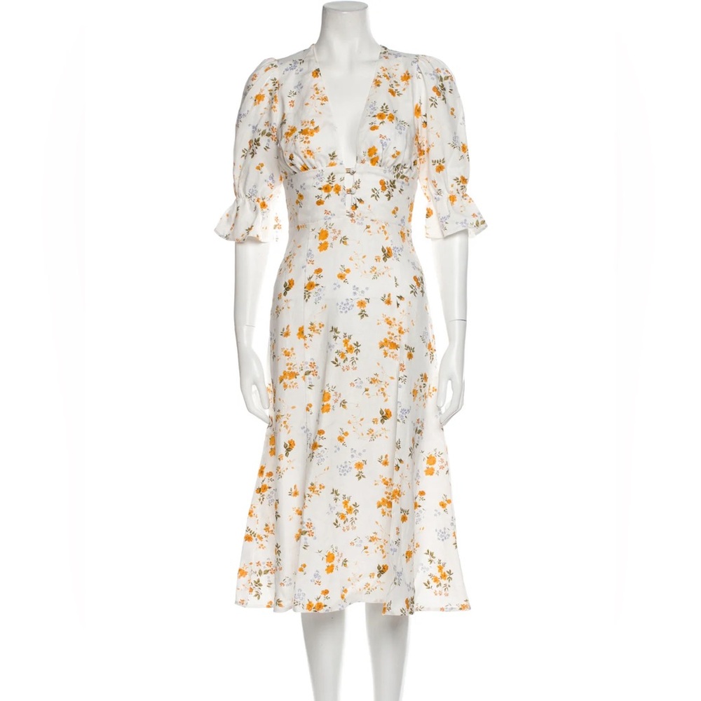 Reformation Floral Print Midi Length Dress Size XS/2
